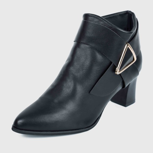 Trendy Martin Style Pointed Toe Boots for Women - Black image