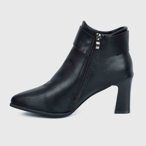 Trendy Martin Style Pointed Toe Boots for Women - Black image