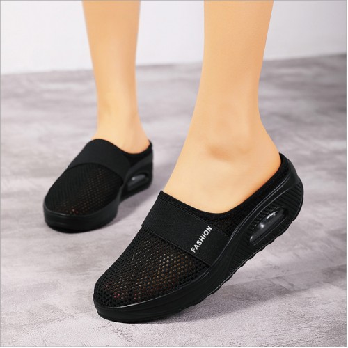 Women’s Light Weight Air Cushion Slip On Slippers - Black image