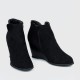 Women’s Classic Pointed Top Wedge High Heel Boots - Black image