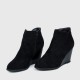 Women’s Classic Pointed Top Wedge High Heel Boots - Black image