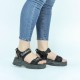 Velcro Closing Thick Soled Wedge Sports Sandals - Black | Image