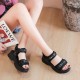 Velcro Closing Thick Soled Wedge Sports Sandals - Black | Image