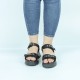 Velcro Closing Thick Soled Wedge Sports Sandals - Black | Image