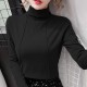 High Neck Full Sleeved Sweet Shirt for Women - Black image