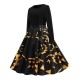 Stylish Printed Long Sleeved Midi Dress for Women - Black image