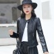 Women’s Elegant Zipper Closure Short Leather Jacket- Black image
