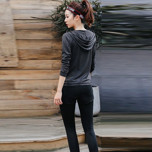 Casual Three Piece Zipper Closure Tracksuit for Women - Black image