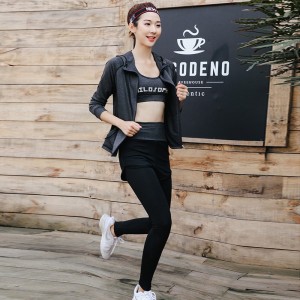 Casual Three Piece Zipper Closure Tracksuit for Women - Black