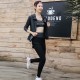 Casual Three Piece Zipper Closure Tracksuit for Women - Black image
