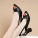 Pointed Open Toe Pierced Rhinestone Heels - Black image