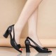 Pointed Open Toe Pierced Rhinestone Heels - Black image