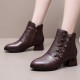Side Zipper Closure Korean Style Boots for Women - Brown image