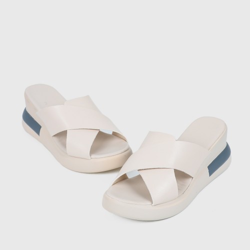 Casual Wear Open Toe Wedge Slippers for Women - White image