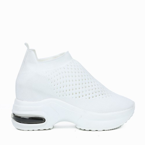 Thick Sole Breathable Casual Mesh Sneakers for Women - White image