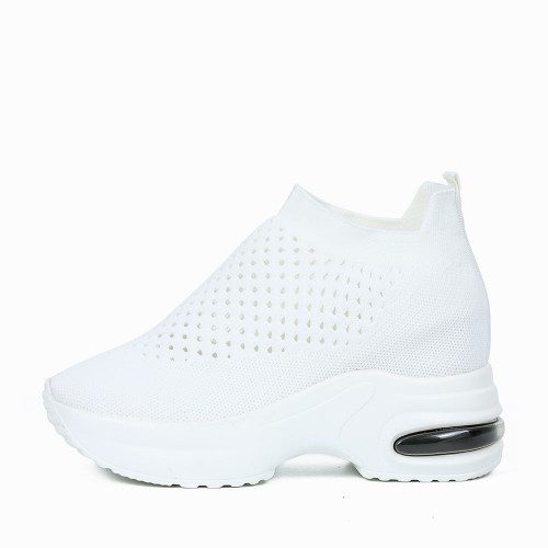 Thick Sole Breathable Casual Mesh Sneakers for Women - White image