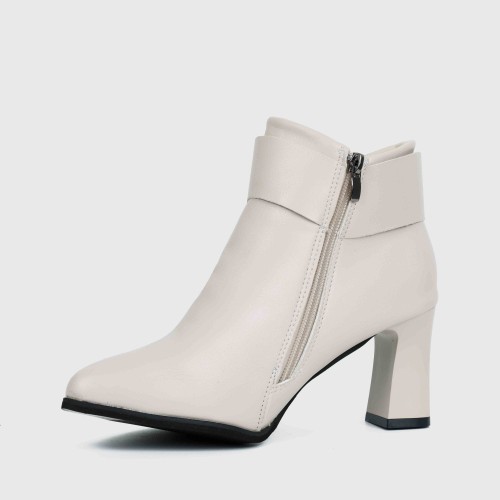 Trendy Martin Style Pointed Toe Boots for Women - Cream image
