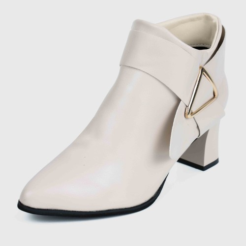 Trendy Martin Style Pointed Toe Boots for Women - Cream image