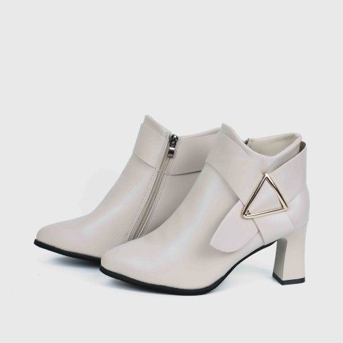 Trendy Martin Style Pointed Toe Boots for Women - Cream image