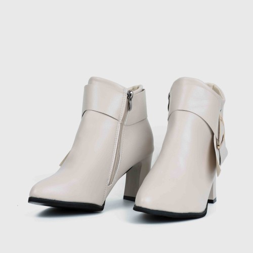 Trendy Martin Style Pointed Toe Boots for Women - Cream image