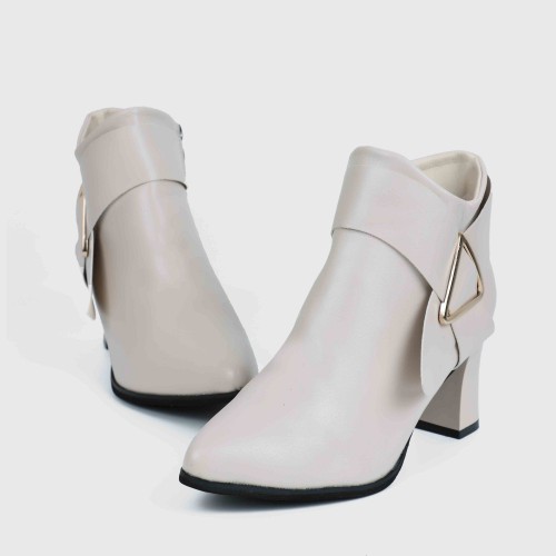 Trendy Martin Style Pointed Toe Boots for Women - Cream image