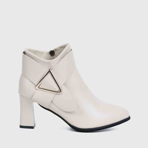 Trendy Martin Style Pointed Toe Boots for Women - Cream image