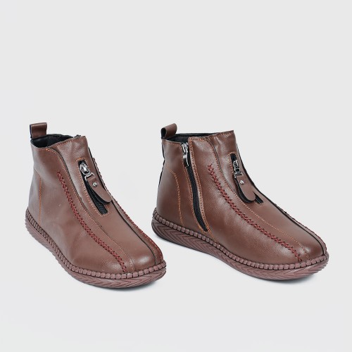 Women’s Casual Zipper Closure Ankle Boots - Brown image
