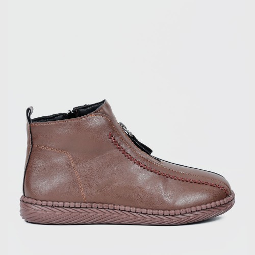 Women’s Casual Zipper Closure Ankle Boots - Brown image