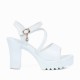 Fish Mouth Buckle Closure Chunky Heel for Women - White image
