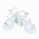 Fish Mouth Buckle Closure Chunky Heel for Women - White image
