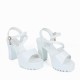 Fish Mouth Buckle Closure Chunky Heel for Women - White image
