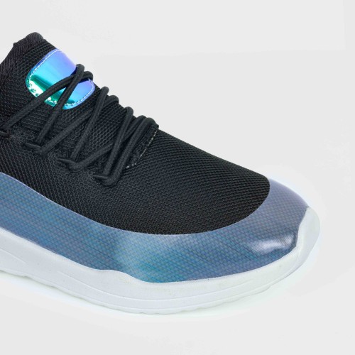 Women’s Slip On Breathable Sole Shiny Casual Shoes - Black image