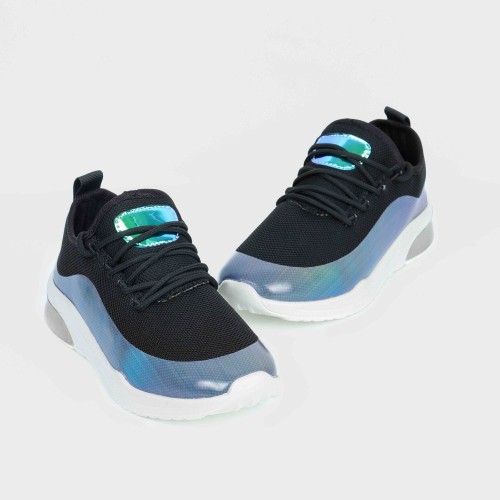 Women’s Slip On Breathable Sole Shiny Casual Shoes - Black image