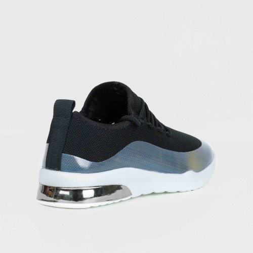 Women’s Slip On Breathable Sole Shiny Casual Shoes - Black image