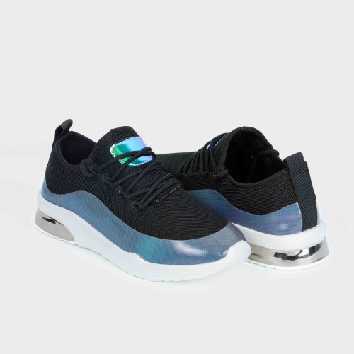 Women’s Slip On Breathable Sole Shiny Casual Shoes - Black image