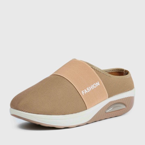Women’s Light Weight Air Cushion Slip On Slippers - Beige image