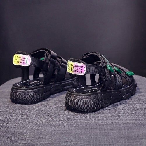 Women’s Open Toe Velcro Closing Fashion Sandals - Black image