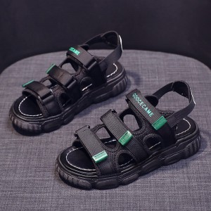 Women’s Open Toe Velcro Closing Fashion Sandals - Black