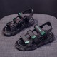 Women’s Open Toe Velcro Closing Fashion Sandals - Black image