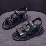 Women’s Open Toe Velcro Closing Fashion Sandals - Black