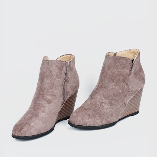 Women’s Classic Pointed Top Wedge High Heel Boots - Dark Brown image