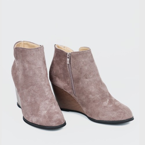 Women’s Classic Pointed Top Wedge High Heel Boots - Dark Brown image