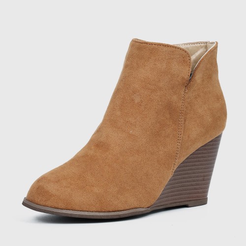 Women’s Classic Pointed Top Wedge High Heel Boots - Brown image