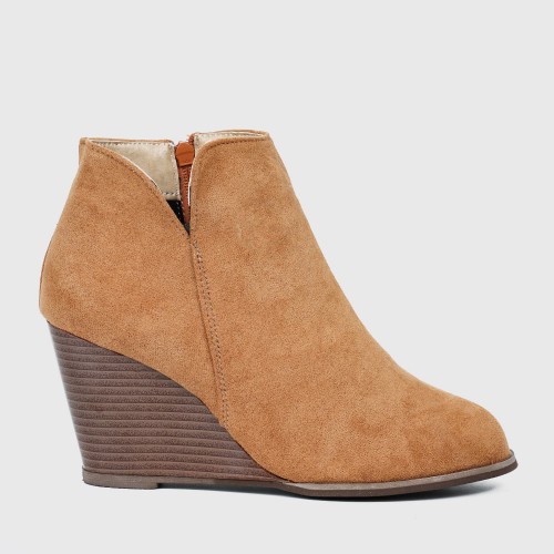 Women’s Classic Pointed Top Wedge High Heel Boots - Brown image