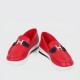 Belt Buckle Round Toe Platform Women's Loafers Shoes - Red image