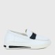 Belt Buckle Round Toe Platform Women's Loafers Shoes - White image