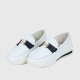 Belt Buckle Round Toe Platform Women's Loafers Shoes - White image