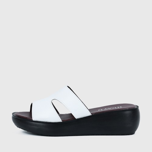 Comfortable Slip On Wedge Slippers for Women - White image