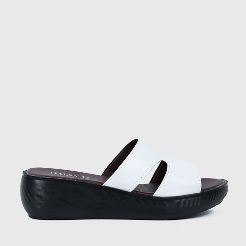 Comfortable Slip On Wedge Slippers for Women - White image