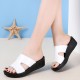 Comfortable Slip On Wedge Slippers for Women - White image